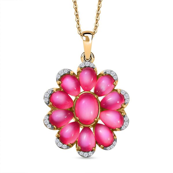 Maulbeer Mondstein und Zirkon Anhänger mit 45cm Kette - 5,62 ct. image number 0