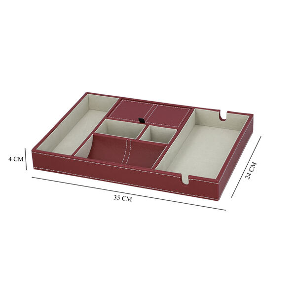 Schreibtisch Organizer mit 6 F&auml;chern, Smartphone und Brillenfach, Braun image number 4