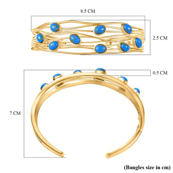Blaues T&uuml;rkis Armreif ca. 19 cm Nickelfreies Messing ca. 6.20 ct image number 5