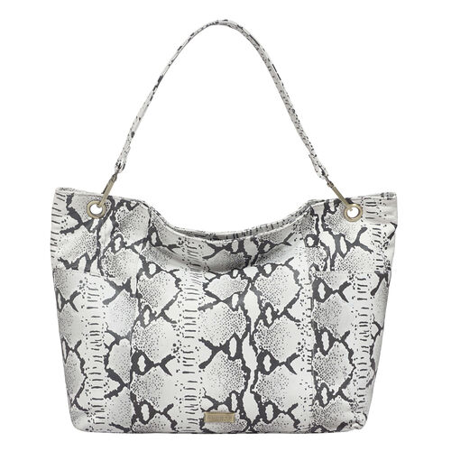 Assots London: 100% echtes Leder Hobo-Tasche mit Schlangen Muster, schwarz image number 0