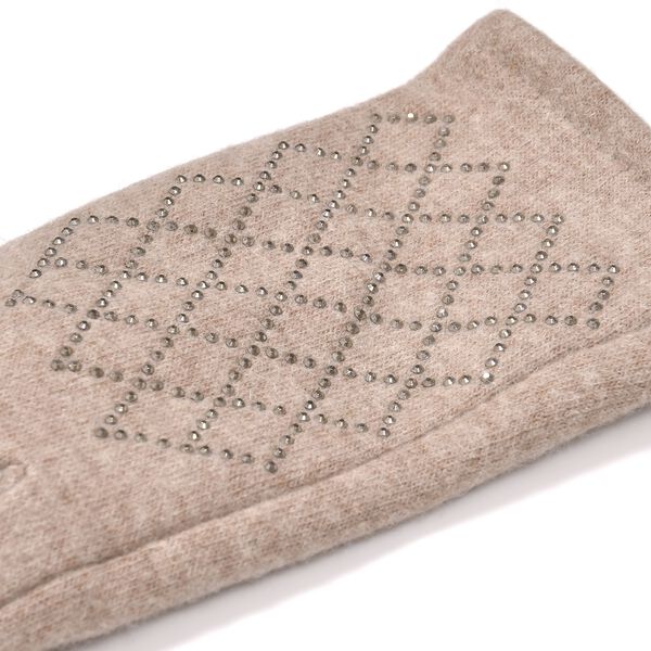 LA MAREY 2er-Set Kaschmir Mützen und Handschuhen mit Mikroplüsch-Futter, Beige image number 6