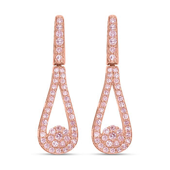 Nat&uuml;rliche, rosa Diamant Ohrringe, 925 Silber Ros&eacute;gold Vermeil ca. 0.33 ct