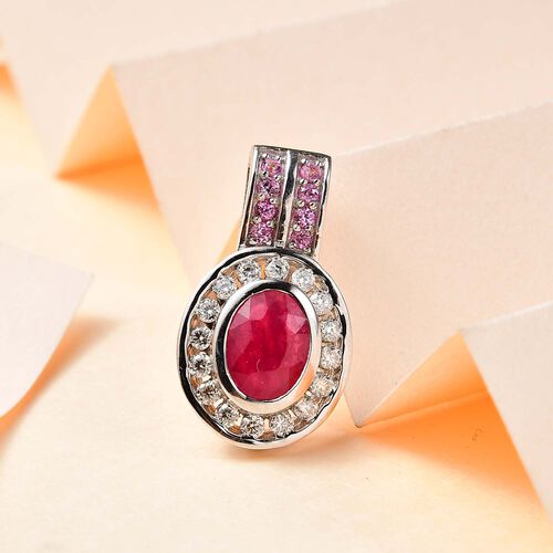 Montepuez-Rubin und Moissanit Anhänger, ca. 2,12 ct. image number 1