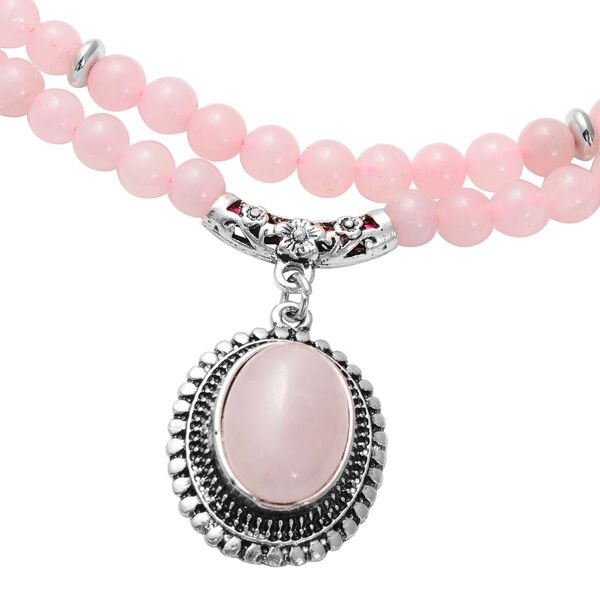 Rosenquarz-Halskette, ca. 50 cm, silberfarben ca. 223,50 ct image number 3