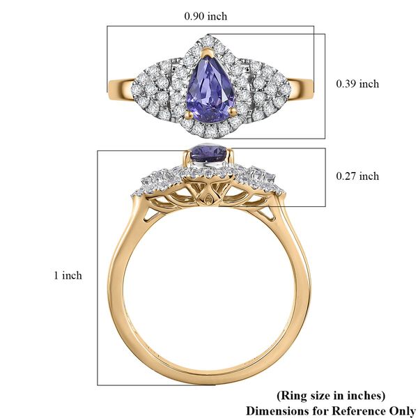 AAA Lila Saphir, Weißer Diamant Ring 417 Gold (Größe 16.50) ca. 1,15 ct image number 5