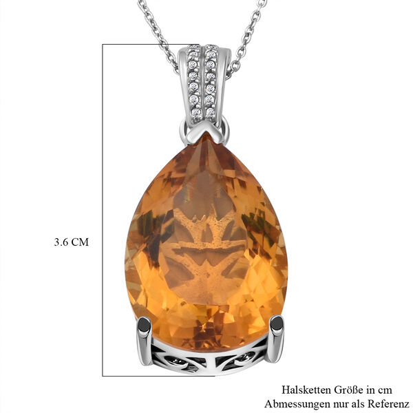 Citrin und wei&szlig;er Zirkon-Anh&auml;nger mit Kette, 925 Silber platiniert ca. 25,14 ct image number 5