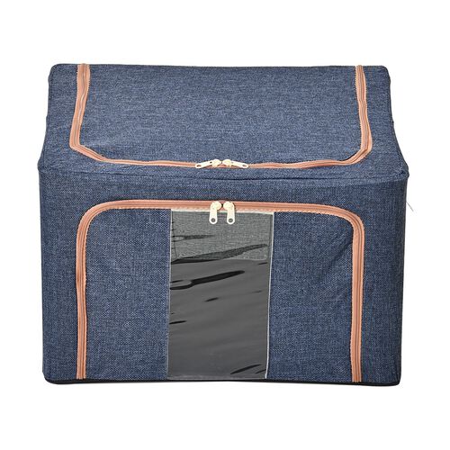 66L Stapelbare Aufbewahrungsbox mit Metallrahmen, blau image number 0