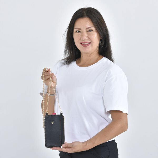 Handy Crossbody-Tasche aus Kunstleder, 10.5x18cm, Blumen image number 3