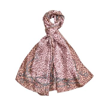 LA MAREY 100% Maulbeeren-Seidenschal, 52X170 cm, Leopard