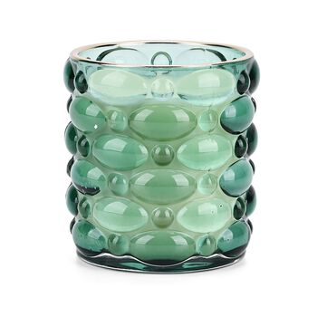 LIVMORE - Duftkerze im strukturierten Glas, 48 Std. Brenndauer, 280g, 8,4 ml &auml;therisches &Ouml;l, Amber und Pfingstrose, 48 Std. Brenndauer, Dunkelgr&uuml;n