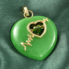 Grüne Jade, Natürlicher Chromdiopsid Herz-Anhänger, 925 Silber vergoldet ca. 40.38 ct image number 2