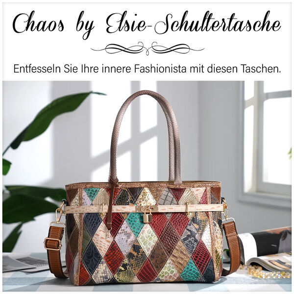 Chaos by Elsie-  Echtleder Tasche mit Regenbogen-Mattwebmuster image number 8