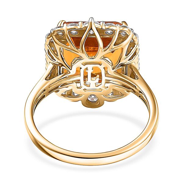 LUXURIANT AAA Madeira Citrin und Labor Diamant Ring in 417 Gelbgold - 5,31 ct. image number 4