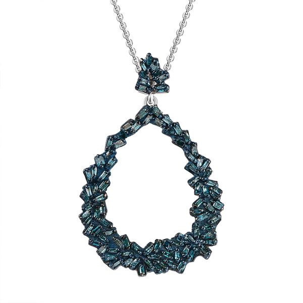 GP Italian Garden Kollektion - Blauer Diamant und Kanchanaburi blauer Saphir-Cluster-Anhänger mit Kette in platiniertem Silber - 0,50 ct. image number 0