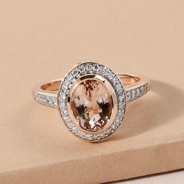 AAA Morganit und Diamant I2-I3 G-H Ring 585 Roségold  ca. 2,11 ct image number 2