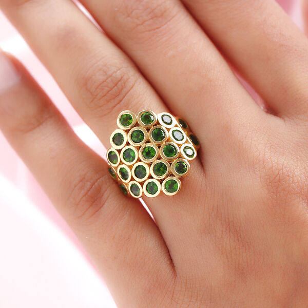 Nat&uuml;rlicher Chromdiopsid-Ring, 925 Silber vergoldet  ca. 2,81 ct image number 3