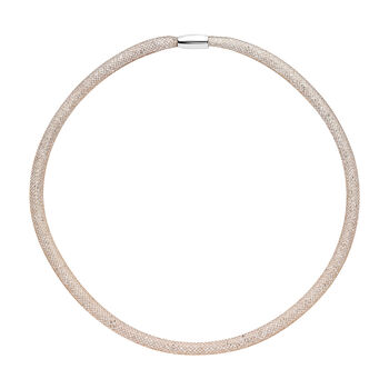 Wei&szlig;e Kristall-Halskette, ca. 50 cm, goldfarben