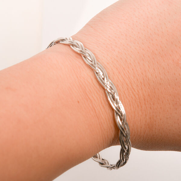 Italienisches geflochtenes Armband, ca. 19 cm 925 Silber rhodiniert ca. 7,97g image number 2