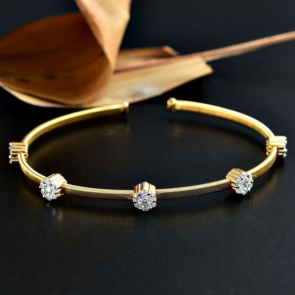 LIMITIERTE AUFLAGE - Moissanit Armreif ca. 19 cm 925 Silber 750 Gelbgold Vermeil ca. 1.20 ct image number 3