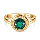 Lab Created Smaragd Ring, 925 Silber 750 Gelbgold Vermeil (Größe 19.00) ca. 1.12 ct