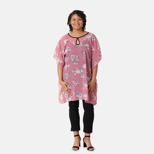 Chiffon Top, Blumenmuster, Einheitsgröße, rosa image number 0