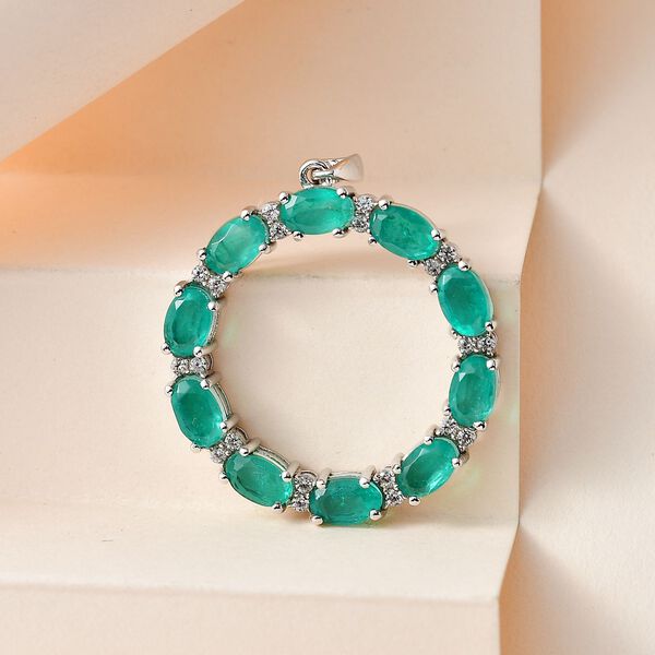 Smaragd Triplett Quarz und Zirkon Anh&auml;nger - 6,30 ct. image number 2