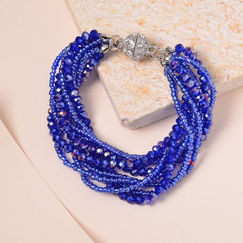 Blaues und weißes Kristall-Armband, 19cm - 62,50 ct. image number 1