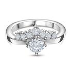 Moissanit Ring 925 Silber platiniert (Größe 17.00) ca. 0,72 ct