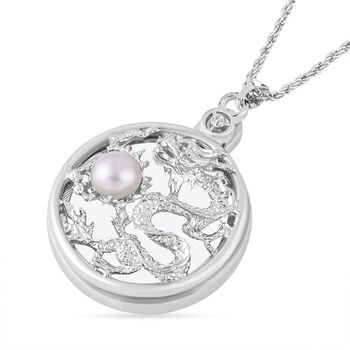 Perle und Kristall-Drachenmotiv-Anh&auml;nger mit 60+5cm Kette