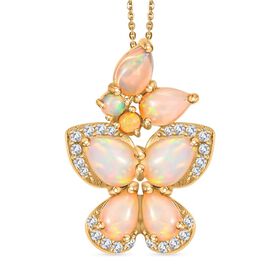 AA Natürlicher, äthiopischer Welo Opal und Zirkon Anhänger mit 50cm Kette - 2,62 ct.