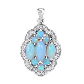 AA natürlicher, äthiopischer Welo Opal und Zirkon-Anhänger - 4,93 ct.