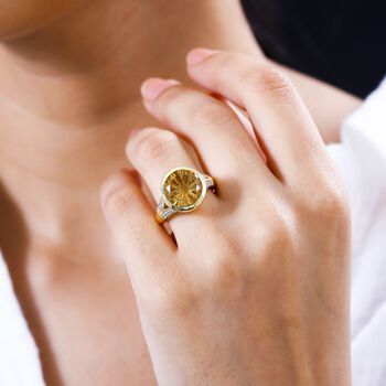 Citrin und Zirkon Ring - 6,14 ct.