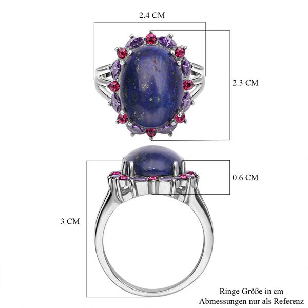 Lapislazuli, fuchsiafarbener und lila Kristall-Ring - 10 ct. image number 7