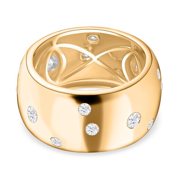 Moissanit Ring, 925 Silber 750 Gelbgold Vermeil