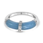 Blau Jade und Zirkon Ring 925 Silber Rhodium-Überzug image number 0