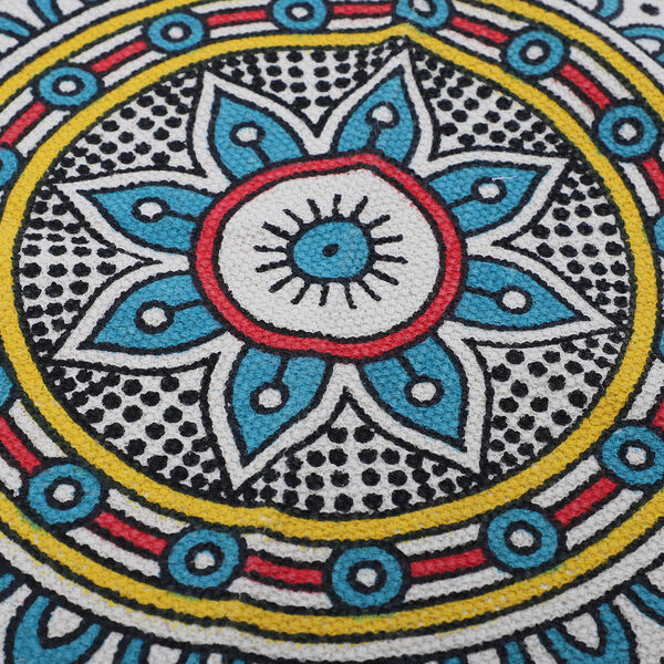 Handgewebter Teppich aus 100% Baumwolle, 150 cm Durchmesser, Mandala Rot image number 4