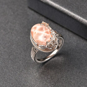 D’joy AA Natrolith, Natürlicher Champagner Zirkon Ring 925 Silber (Größe 18.00) ca. 7,17 ct