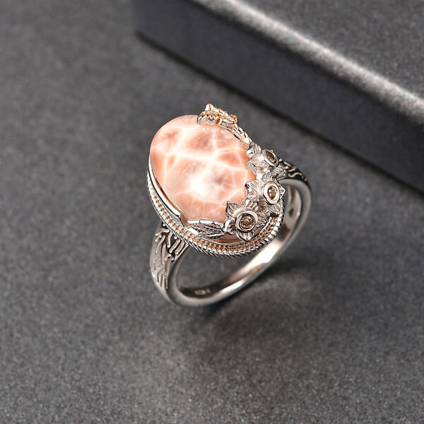 D&rsquo;joy AA Natrolith, Nat&uuml;rlicher Champagner Zirkon Ring 925 Silber (Gr&ouml;&szlig;e 18.00) ca. 7,17 ct image number 2