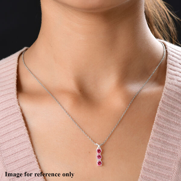 Lustro Stella - dunkelroter Zirkonia 3-Stein-Anh&auml;nger, 925 Silber ca. 1,40 ct image number 2