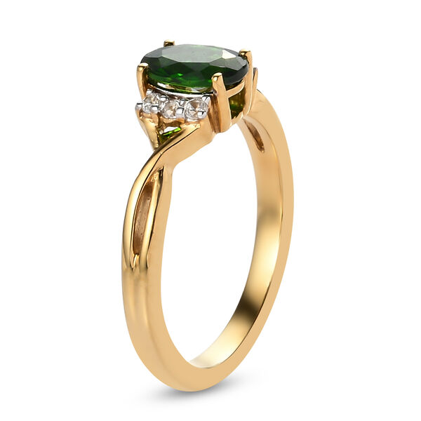 Natürlicher Chromdiopsid und Zirkon Ring 925 Silber vergoldet  ca. 0,98 ct image number 5