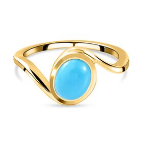 Amerikanischer, natürlicher Sleeping Beauty Türkis Ring 925 Silber Gelbgold Vermeil (Größe 19.00) ca. 0.91 ct