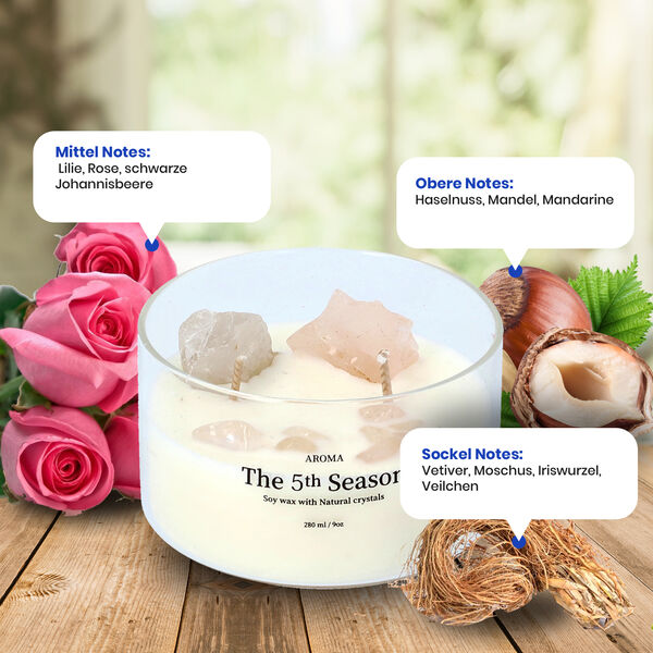 The 5th Season - Duftkerze mit Edelsteinen in Geschenkbox, Sojawachs und Quarz image number 7