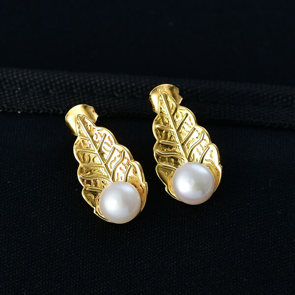 EVER TRUE S&uuml;&szlig;wasser Perle (7.5-8 mm) Ohrringe Nickelfreies Messing, Goldfarben image number 2