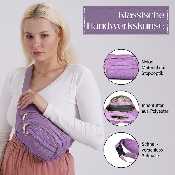 Nylon-G&uuml;rteltasche mit RFID-Schutz, 36x4x13cm, Lavendel image number 3