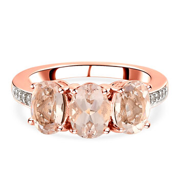 AAA Marropino Morganit und wei&szlig;er Zirkon-Ring, 925 Silber Ros&eacute;gold Vermeil (Gr&ouml;&szlig;e 16.00) ca. 2,44 ct