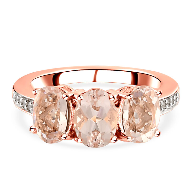 AAA Marropino Morganit und weißer Zirkon-Ring, 925 Silber Roségold Vermeil  ca. 2,44 ct image number 0