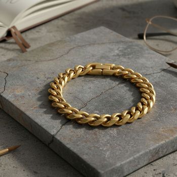 DESIGNER INSPIRIERT Panzer 316L Edelstahl IP-Gelbbeschichtung Armband ca. 19 cm ca. 23,20g