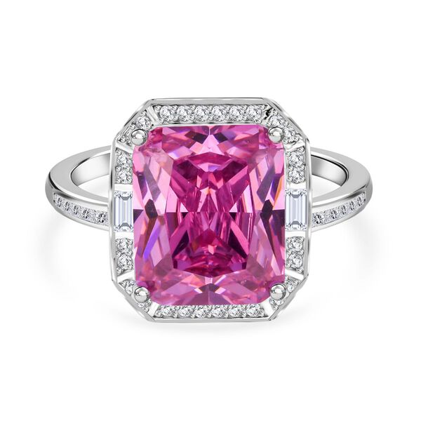 LUSTRO STELLA Rosa Saphir-farbener und weißer Zirkonia Ring - 11,70 ct. image number 0