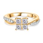 Moissanit Ring 925 Silber 750 Gelbgold Vermeil (Größe 20.00) ca. 0,82 ct