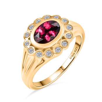 D'Joy nat&uuml;rlicher Rhodolith Granat und Zirkon Ring - 1,90 ct.